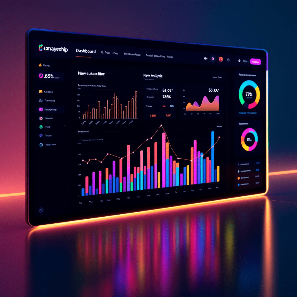 다채로운 그래프와 지표가 표시된 데이터 분석 대시보드 화면