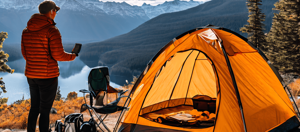 내구성과 가격표를 확인하며 실용성을 고려하는 캠퍼가 텐트를 비교하는 모습이다.