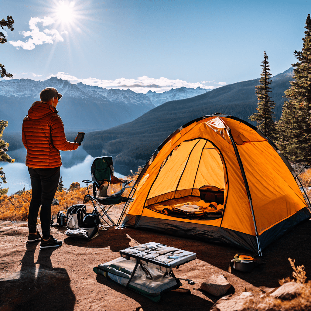 내구성과 가격표를 확인하며 실용성을 고려하는 캠퍼가 텐트를 비교하는 모습이다.