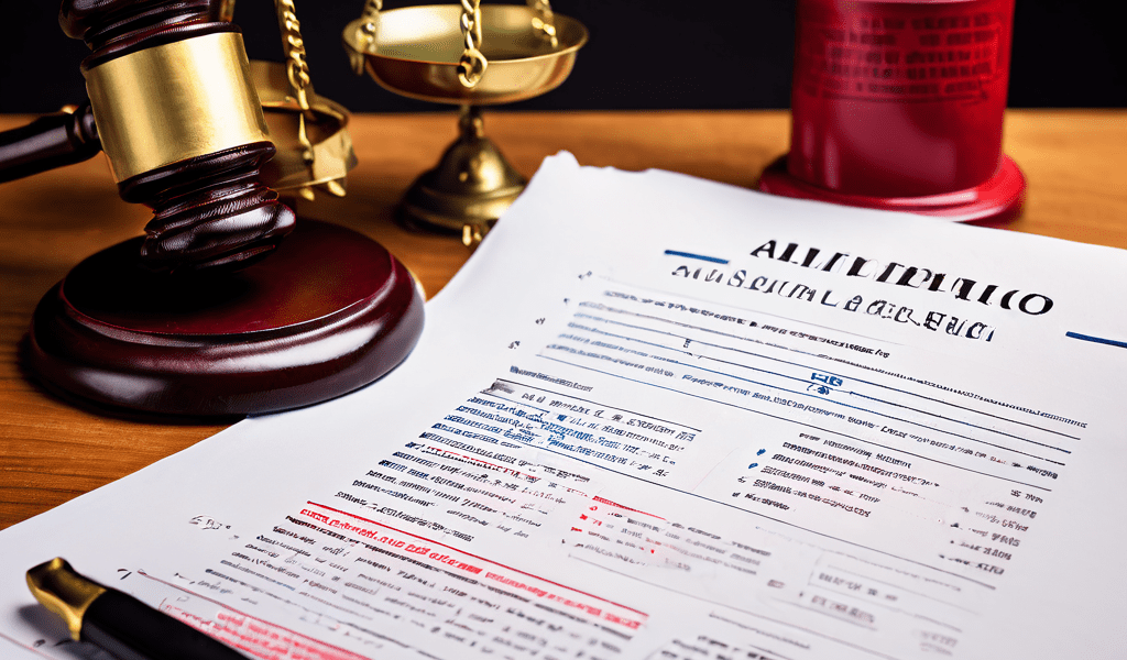 법적 상금 거부 사례를 분석하는 문서 위에 정의의 천칭과 계약서에 찍힌 빨간색 거부 도장이 함께 배치된 이미지입니다.