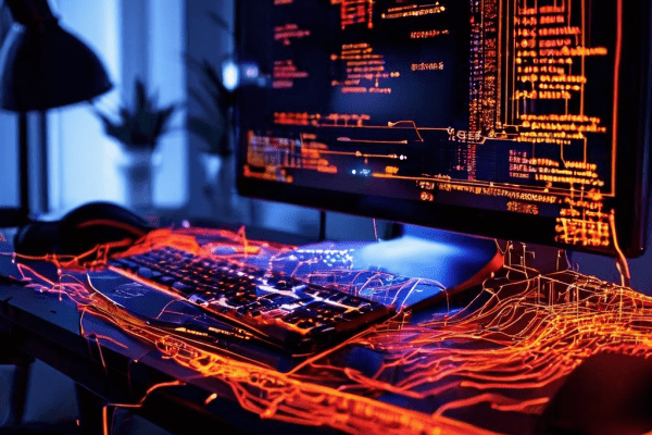 발신자 번호 변조 기술의 내부 작동 방식을 설명하는 다이어그램으로, 조작된 디지털 데이터 스트림이 재라우팅되어 피해자 화면에 가짜 전화번호가 표시되는 과정을 보여줍니다.