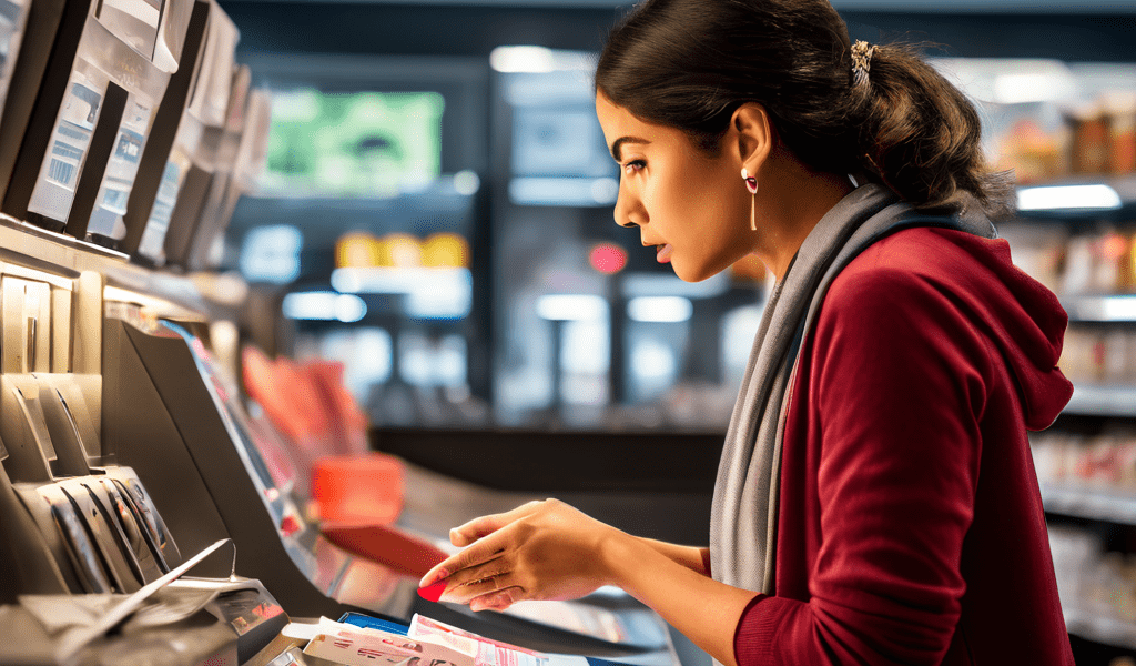 소비자가 계산대에서 가격 오류를 문제 삼으며 소비자 권리와 매장 정책을 두고 벌이는 긴장된 미시적 권력 게임을 묘사한 이미지입니다.