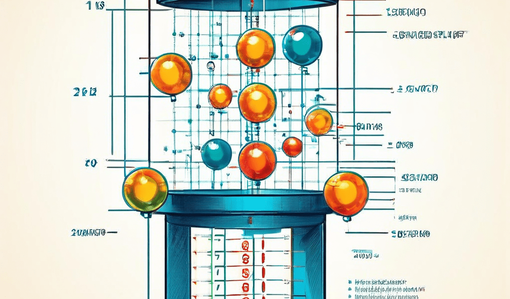 로또 번호 추첨 장치가 숫자 공을 뽑는 모습 위에 통계적 확률을 나타내는 반투명 그래프가 겹쳐져 편향된 선택의 착시를 설명하는 이미지입니다.