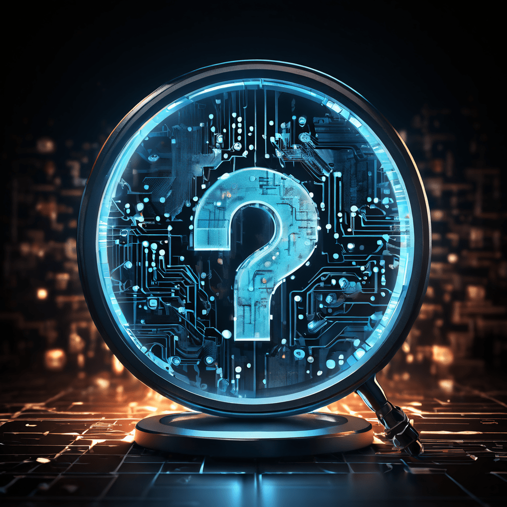 보안 위협을 탐지하는 돋보기가 깨진 디지털 방패를 검사하며, 균열 사이로 이진 코드와 물음표가 새어 나오는 사이버 보안 취약점 개념을 시각화한 이미지입니다.