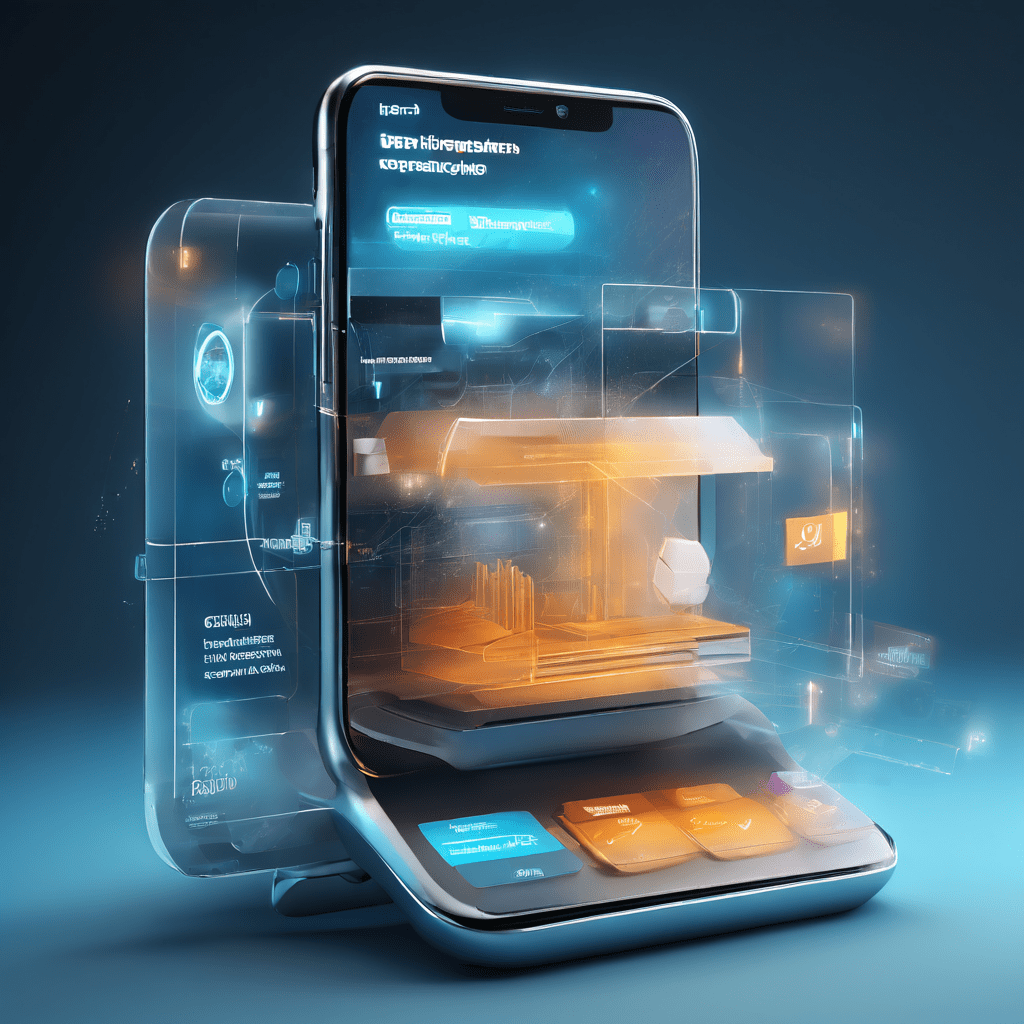 Futuristic mobile fintech interface showing where the withdrawal step begins, with layered glow and secure data flow paths.