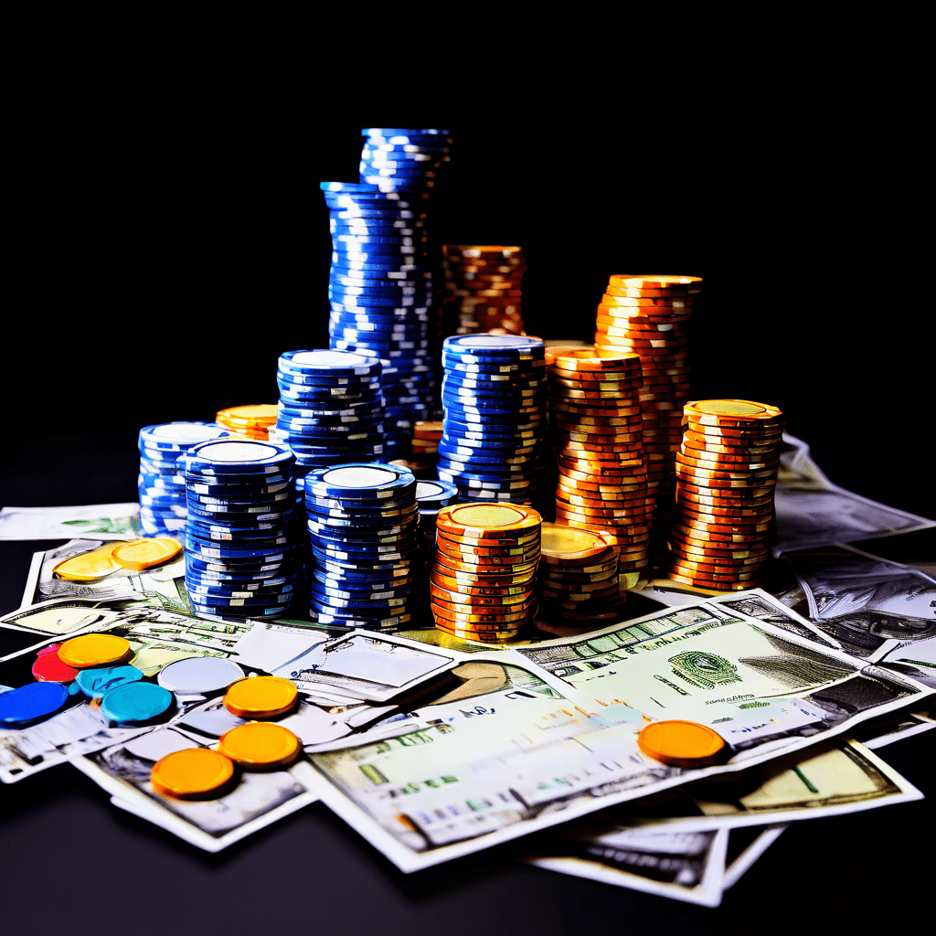 A person's hand placing a single red casino chip onto a green felt table, with a blurred stack of chips and a playing card in the 