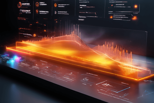 Close-up of a futuristic digital interface showing a glowing streak counter and layered data paths, representing an online...