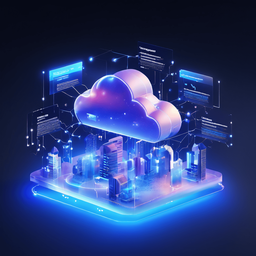 Futuristic digital platform interface showing layered cloud and data flows representing an online ranking system for reading...